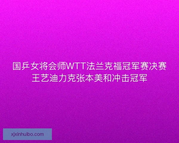 国乒女将会师WTT法兰克福冠军赛决赛王艺迪力克张本美和冲击冠军